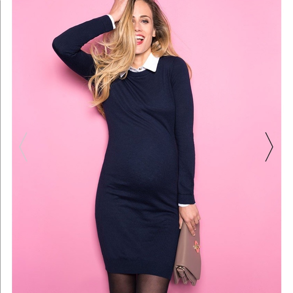 Knitted Maternity Dress with Collar